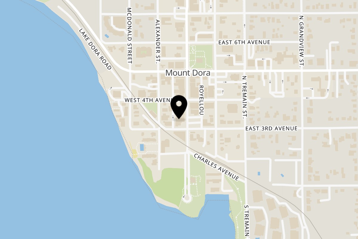Map showing the location of Copacabana Cuban Café on 320 Dora Drawdy Way in Mount Dora